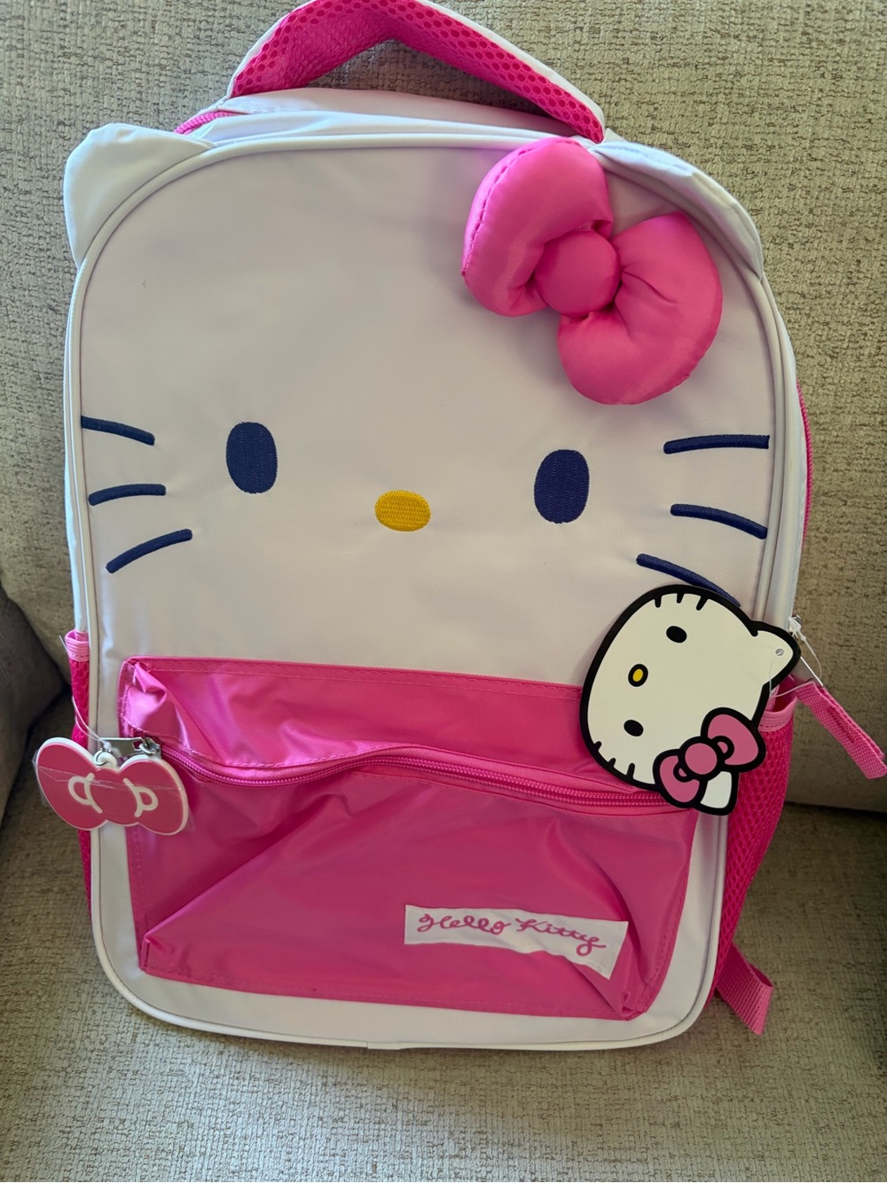Hello Kitty Pink and White Kids Backpack with Bow Accent